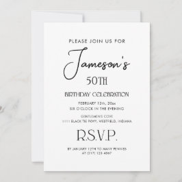Invitación Elegante simple fiesta de cumpleaños número 50 de