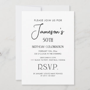 Invitación Elegante simple fiesta de cumpleaños número 50 de 