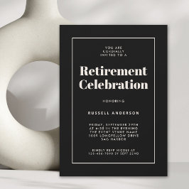 Invitación Elegante simple Fiesta de Jubilación Negro