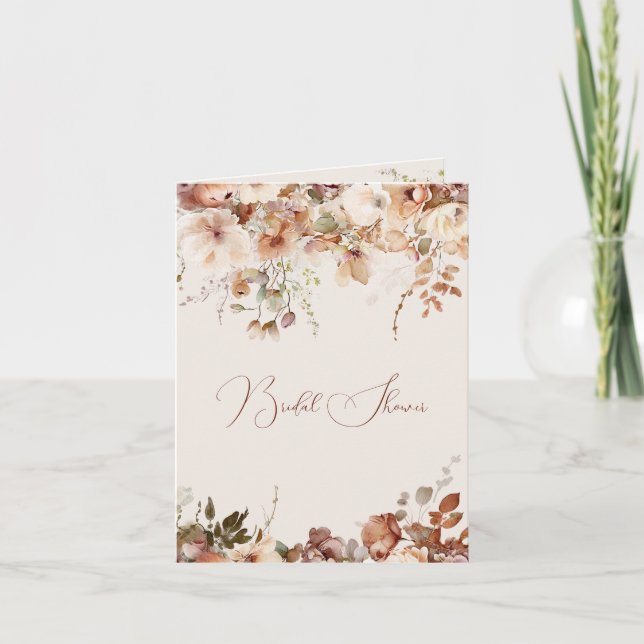 Invitación Elegante, simple flor de campo, ducha de novia caí (Anverso)