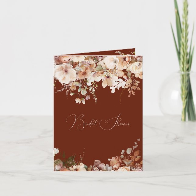 Invitación Elegante, simple flor de campo, ducha de novia caí (Anverso)
