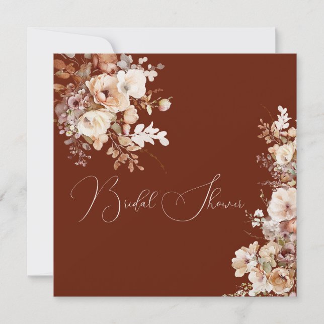 Invitación Elegante, simple flor de campo, ducha de novia caí (Anverso)