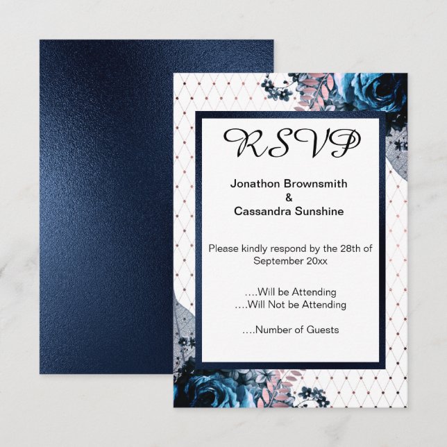INVITACIÓN ELEGANTE SIMPLE FLORAL TURQUÍA PINK PATTERN RSVP (Anverso / Reverso)
