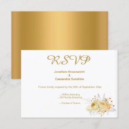 INVITACIÓN ELEGANTE SIMPLE GOLD FLORAL GOLD RSVP