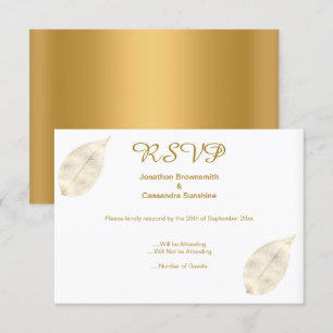 INVITACIÓN ELEGANTE SIMPLE GOLD LEAF GOLD RSVP