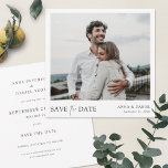 Invitación Elegante simple Guardar el Boda de fotos de fecha<br><div class="desc">Esta sencilla y elegante boda fotográfica moderna, que permite guardar la plantilla de la tarjeta de fecha, incluye sus nombres y la fecha bajo la foto junto con un mensaje de "guardar la fecha" transmitido con una sorprendente mezcla de dos tipos de letra distintos, con "el" en un guión luminoso...</div>