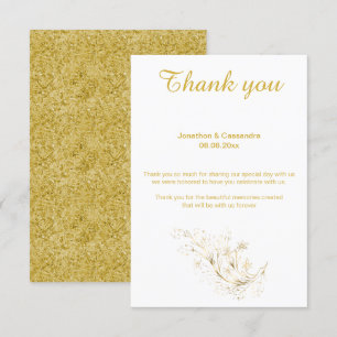 INVITACIÓN ELEGANTE SIMPLE HOJA DE ORO REVERSO ORO GRACIAS