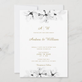 Invitación Elegante simple Magnolia Gold Moda floral Boda