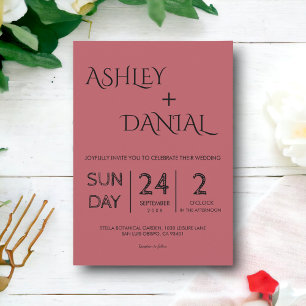 Invitación Elegante Simple Minimalista Escritura Moderna Boda
