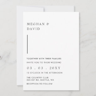 Invitación Elegante simple minimalista moderno Boda negro Inv