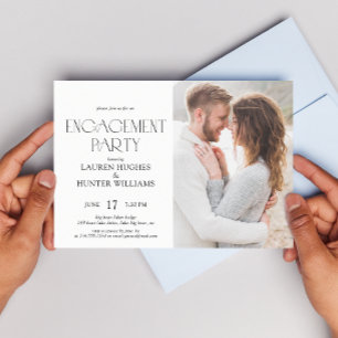 Invitación Elegante Simple Modern 2 Photo Engagement Party