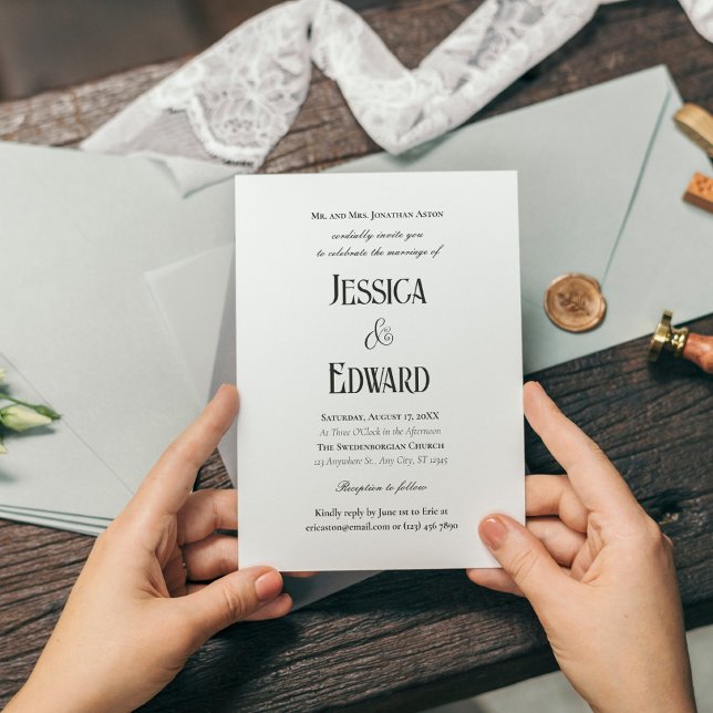 Invitación Elegante Simple Moderno Clásico Mínimo Blanco Negr (Subido por el creador)