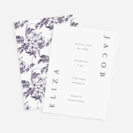 Invitación Elegante simple morado floral grande Boda
