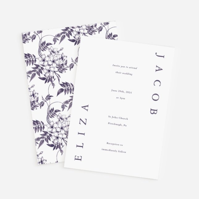 Invitación Elegante simple morado floral grande Boda (Subido por el creador)