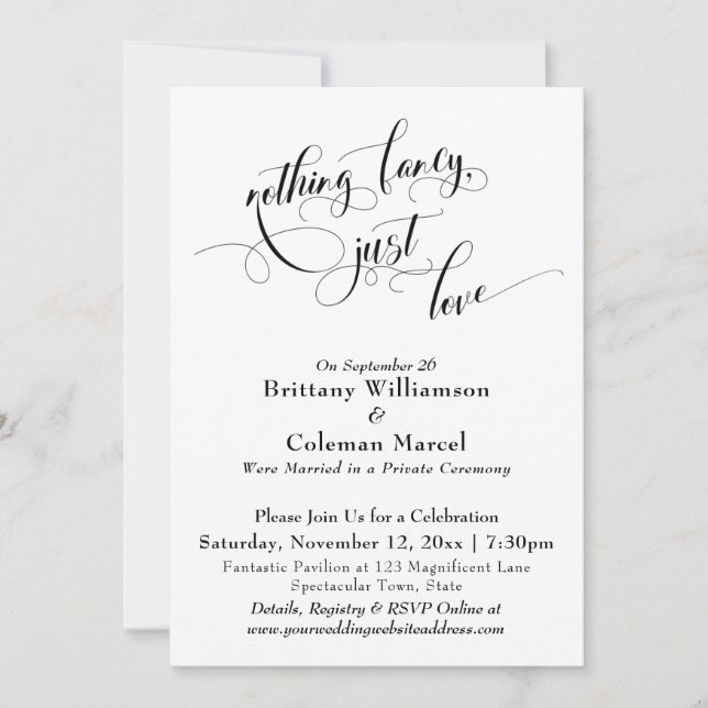 Invitación Elegante Simple Nada Elegante, Solo Amor (Anverso)