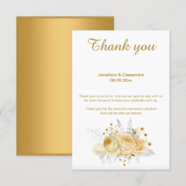 INVITACIÓN ELEGANTE SIMPLE ORO FLORAL ORO REVERSO GRACIAS