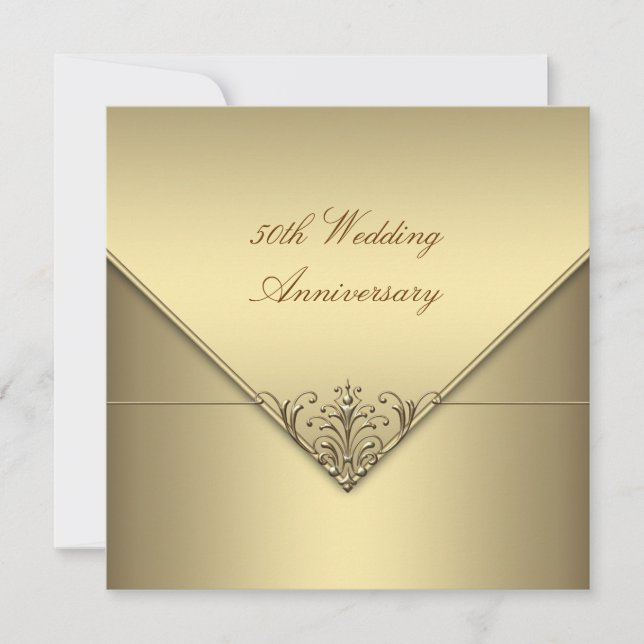 Invitación Elegante simple oro puro 50 aniversario Boda (Anverso)