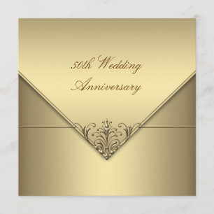 Invitación Elegante simple oro puro 50 aniversario Boda