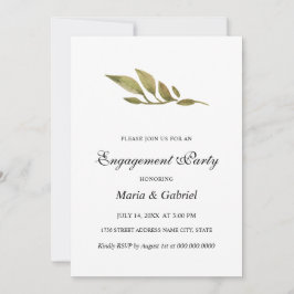 Invitación Elegante Simple. Partido de compromiso de las hoja