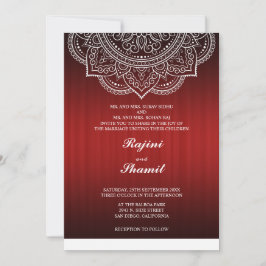 Invitación Elegante simple Pisley Roja Profunda Hindú
