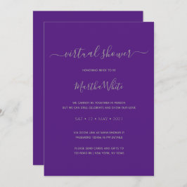Invitación Elegante simple plata púrpura virtual ducha de nov