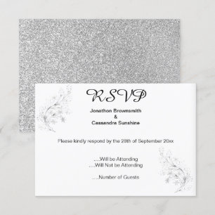 INVITACIÓN ELEGANTE SIMPLE PURPURINA DE PLATA DE PLATA DE PLA