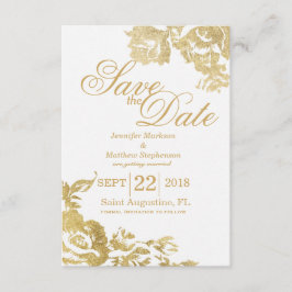 Invitación Elegante Simple Rosa Floral Moderna Dorada Guardar