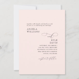 Invitación Elegante simple Rubor sin Boda de padres
