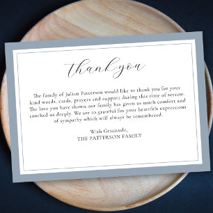 Invitación Elegante Simple Script Gray Funeral Gracias Tarjet