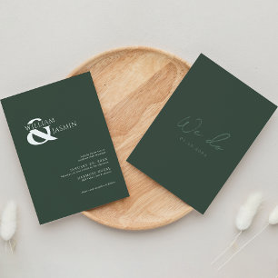 Invitación Elegante simple verde oscuro Boda "lo hacemos"