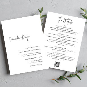 Invitación Elegante simple y moderno código QR Boda RSVP