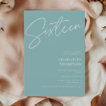 Invitación Elegante, simple y moderno foto azul hielo Sweet 1<br><div class="desc">Elegante,  sencillo y moderno foto azul boho Sweet 16</div>