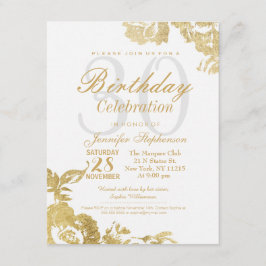 Invitación Elegante, simple y moderno Rosa Floral Gold Cumple