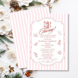 Invitación Elegante Sip Sip Hooray Fiesta de Navidades corpor