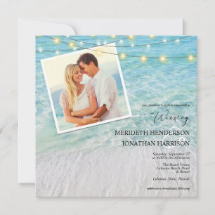 Invitación Elegante sitio web Boda de Seaside Beach Lights