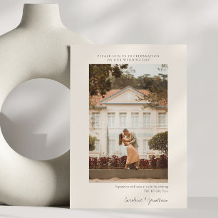 Invitación Elegante sitio web de boda con RSVP de dos fotos e