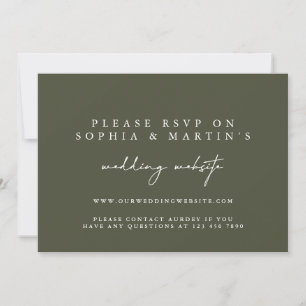 Invitación Elegante sitio web de boda en línea RSVP verde mod