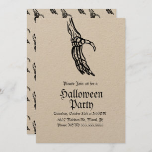 Invitación Elegante Skeleton Manos Halloween Fiesta de Cumple