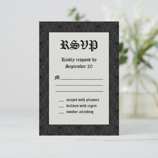 Invitación Elegante Skeletons Wedding RSVP (Anverso de pie)