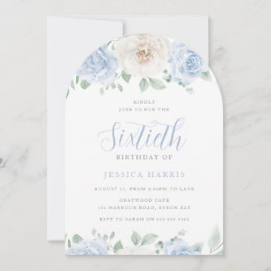 Invitación Elegante Sky Blue Watercolor Fiesta de cumpleaños