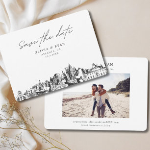 Invitación Elegante Skyline moderno Atlanta Guardar la fecha