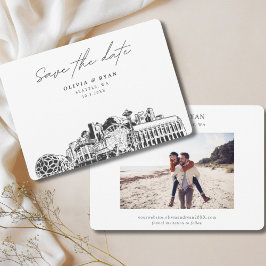 Invitación Elegante Skyline Seattle moderno salva la fecha