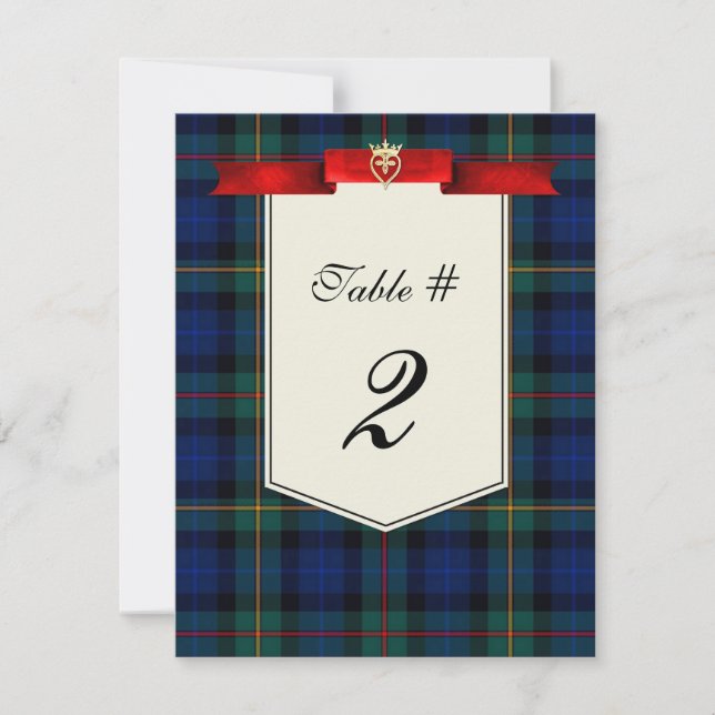 Invitación Elegante Smith Tartan Plaid Número de tabla Boda (Anverso)