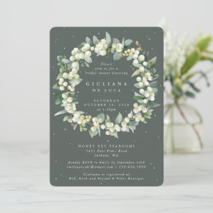 Invitación Elegante Snowberry verde + Eucalyptus Bridal Showe
