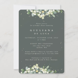 Invitación Elegante Snowberry verde + Eucalyptus Bridal Showe