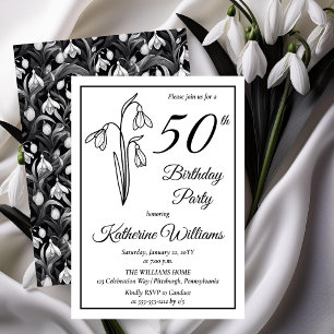 Invitación Elegante Snowdrop 50 cumpleaños