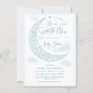 Invitación Elegante sobre la luna Baby Shower género neutral