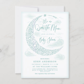 Invitación Elegante sobre la luna Baby Shower género neutral