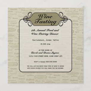 Invitación elegante sofisticada del vino