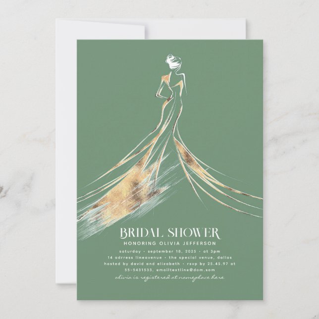 Invitación Elegante Sofisticada Sage Green Bridal Shower (Anverso)